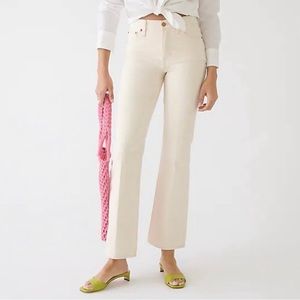 NWT J. Crew Full Length Demi Boot Jeans In ECRU Beige Size 28